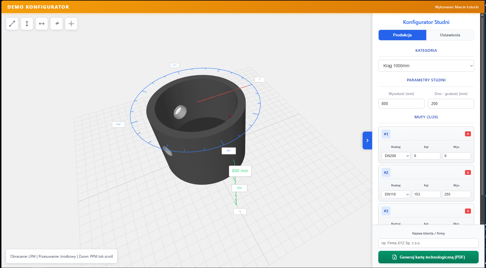 Konfigurator Studni 3D - widok glowny